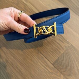 Authentic Hermes Blue Belt with Gold Buckle